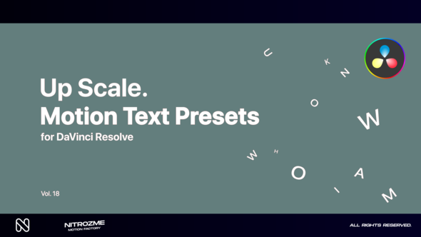 Up Scale Motion Text Presets Vol. 18 for DaVinci Resolve