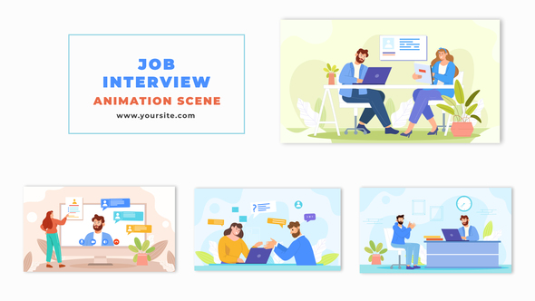 Job Interview Creative Flat Character Animation Scene