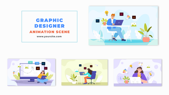 Animated Graphic Designer Character Animation Scene