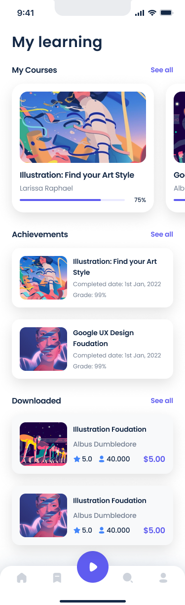 Academy - Online E-Learning App React Native CLI Ui Kit by JsmThemes