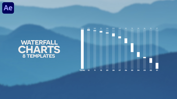 8 Waterfall Charts | Infographics Pack