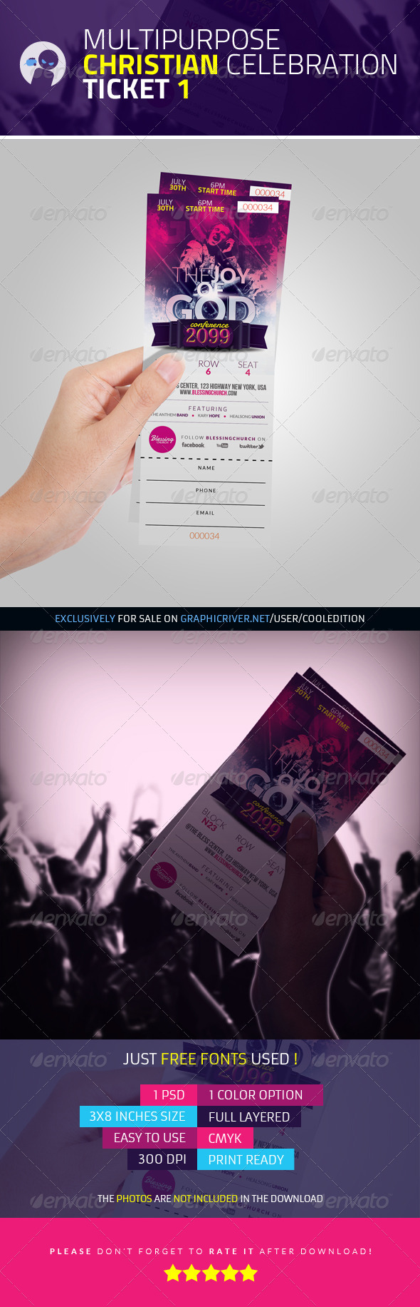 Multipurpose Christian Celebration Ticket 1 - Miscellaneous Print Templates