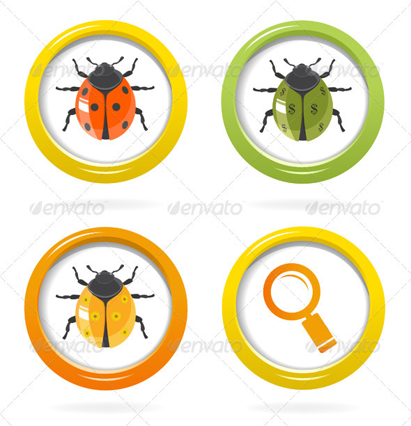 Ladybird Glossy Icon In Colorful Bubble - Animals Characters