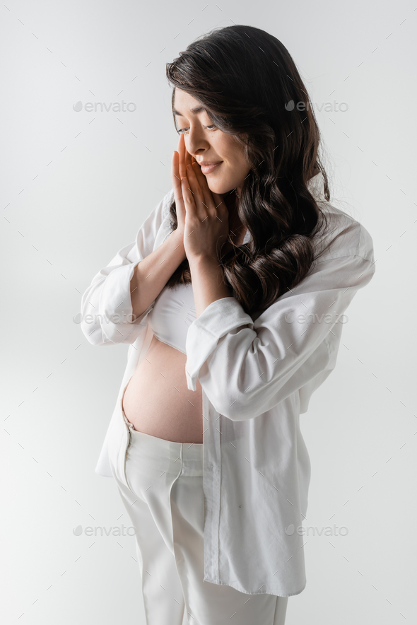 Crop Belly Maternity Top in White