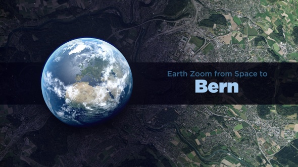 Bern (Switzerland) Earth Zoom to the City from Space