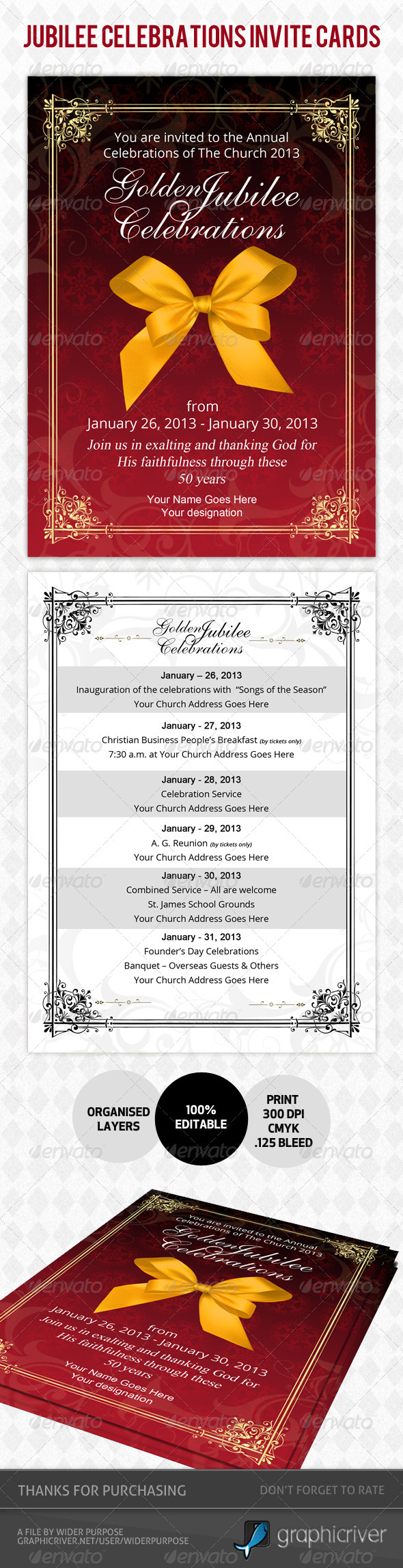 Golden Jubilee Invitation Card Psd Template - Invitations Cards & Invites