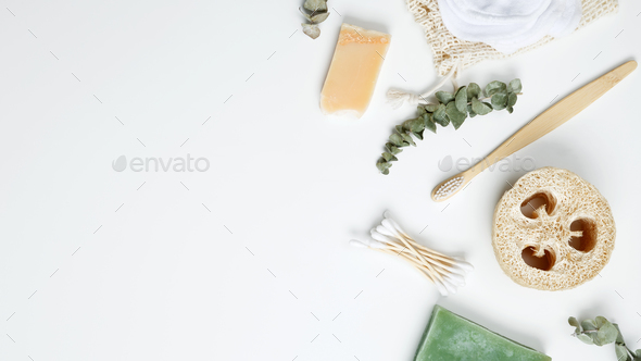 Natural organic eco cosmetics. Soap Eco, reusable cotton pads