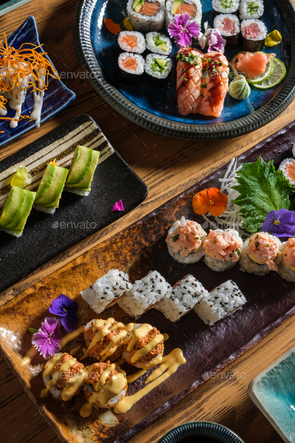Different types of sushi rolls Stock Photo by ADDICTIVE_STOCK | PhotoDune