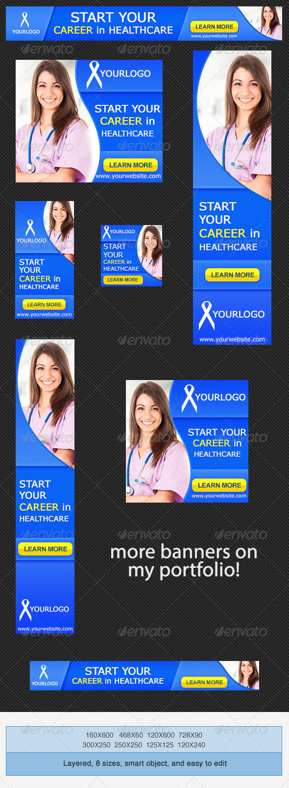 Medical Career Banner Ad Template by admiral_adictus | GraphicRiver