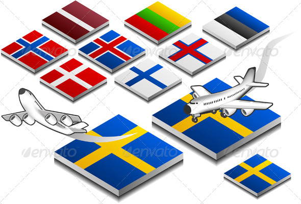 Aircraft Takeoff and Landing on the Button Flag - Miscellaneous Vectors
