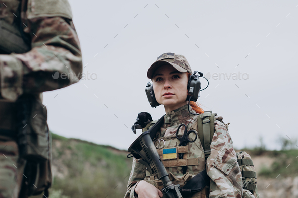 Ukrainian military woman training her skills Stock Photo by dmytros9