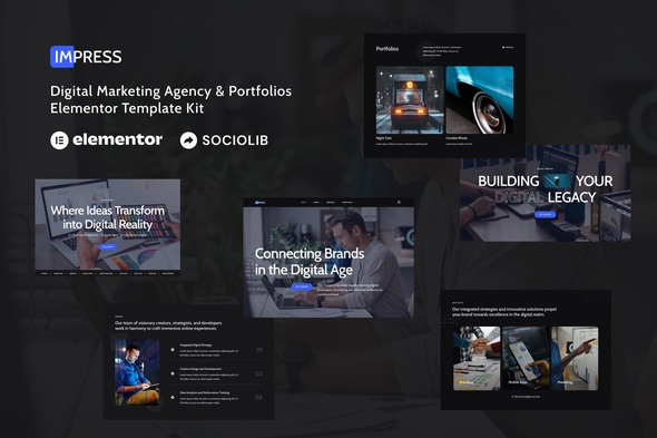 Impress - Digital Marketing Agency & Portfolios Elementor Template Kit