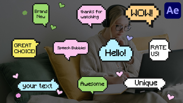 Pixel Speech Bubbles for After Effects