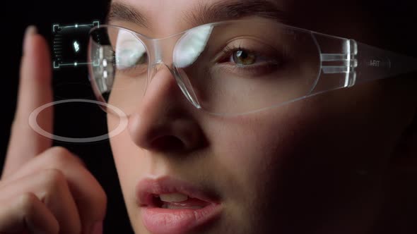 Smart Route Map Eyeglasses Locating Person Display Information in City Closeup alt