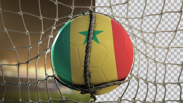 Soccer Ball Scoring Goal Night Frontal - Senegal