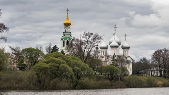 View of old kremlin in ancient touristic town Vologda. Russia.