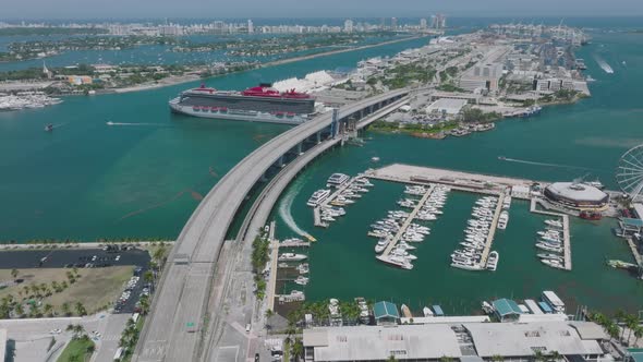Luxury Cruise Ship Docked on Port in Miami USA alt