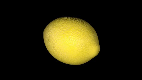 Animation of a swirling lemon on a black background 3D