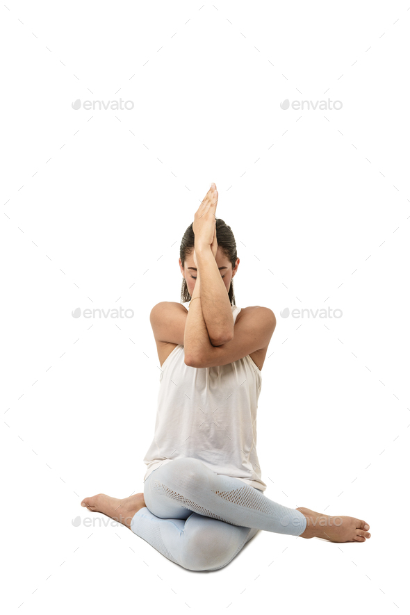 Man doing cow face pose or gomukhasana exercise. Flat vector illustration  isolated on white background 15397713 Vector Art at Vecteezy