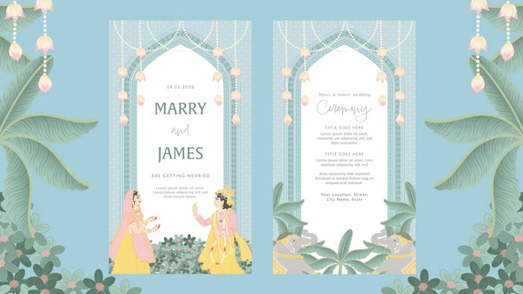 Animated Indian Wedding Invitation Template Video Displays template preview