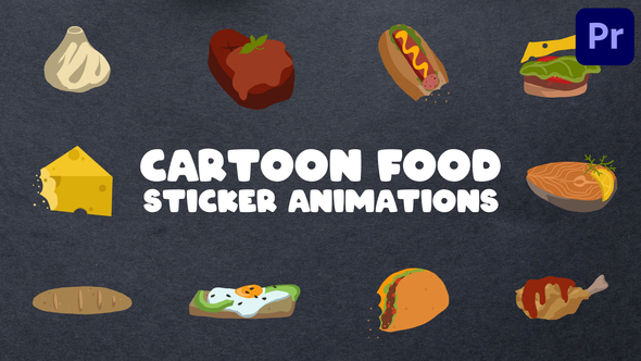 Cartoon Food Sticker Animations for Premiere Pro