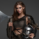 Stunning Viking model dressed in chainmail armor and fur Stock Photo by  fxquadro