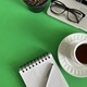 Top view of desktop with coffee cup  - PhotoDune Item for Sale