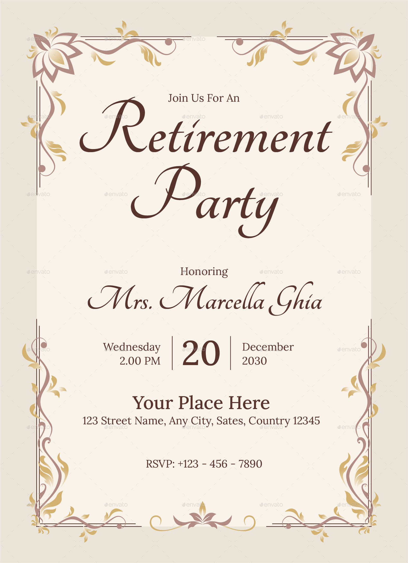 Classic Floral Retirement Party Invitation By Neermana 