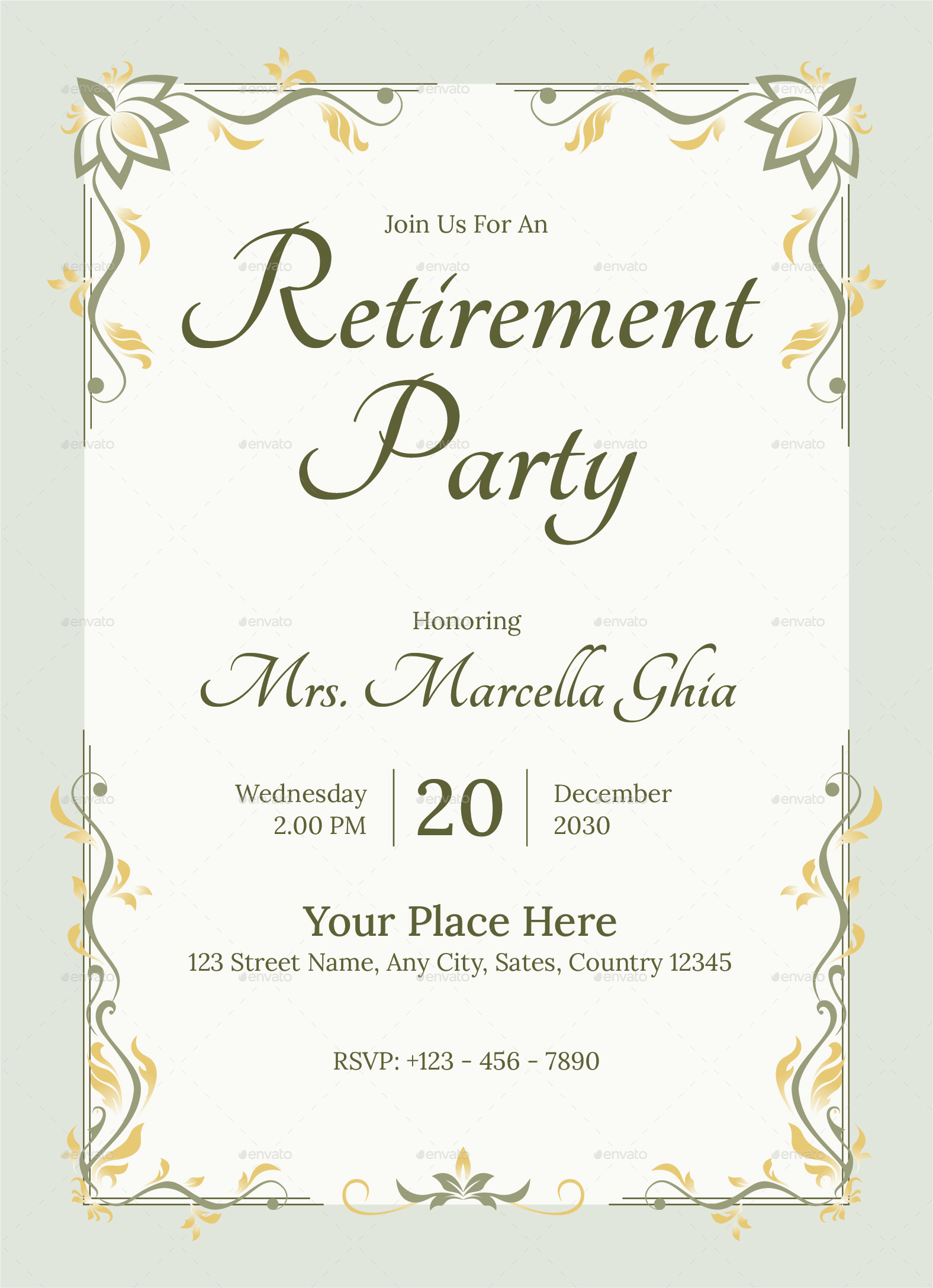 Classic Floral Retirement Party Invitation by Neermana | GraphicRiver