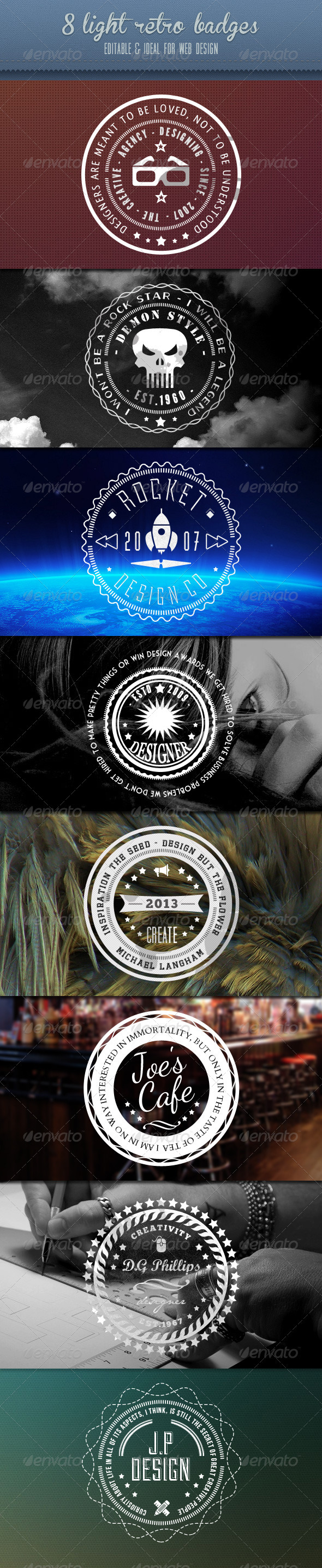 Retro Badges - Vintage White Set - Badges & Stickers Web Elements