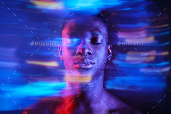 Black Man In Blue Light Stock Photo, Picture and Royalty Free Image. Image  9700142.