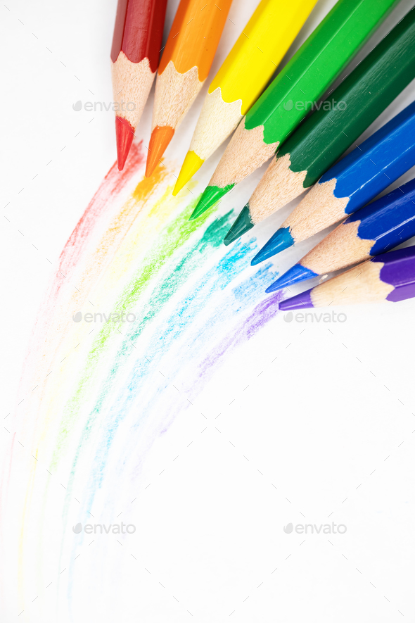 Rainbow drawn with colored pencils