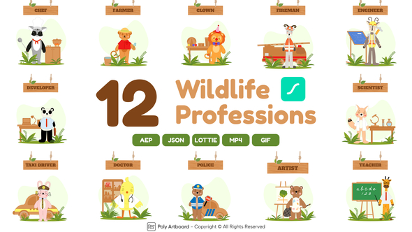 Wildlife Professions Lottie Scenes