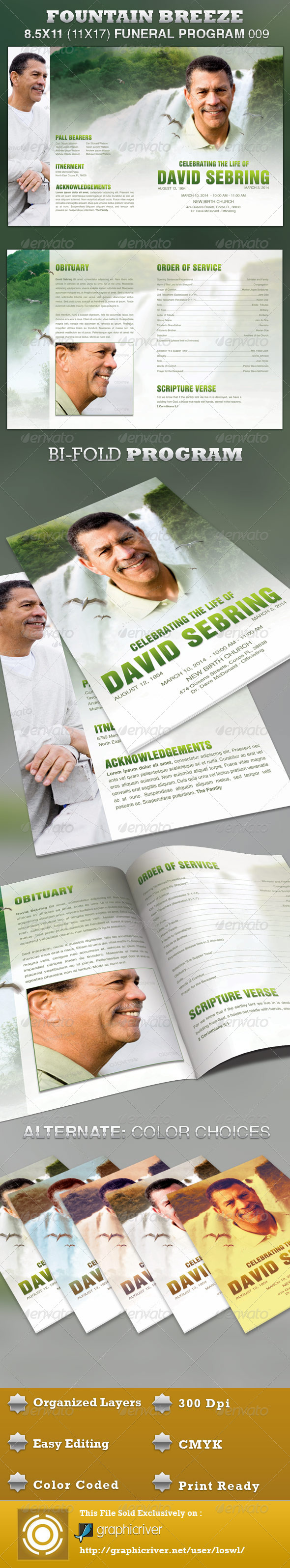 Fountain Breeze Funeral Program Template 009 - Informational Brochures