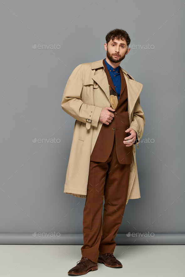 Fashion Man in Suit Pulling His Coat Stock Image - Image of dark, male:  44048899