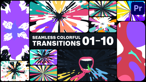 Seamless Colorful Transitions for Premiere Pro Premiere Pro template preview