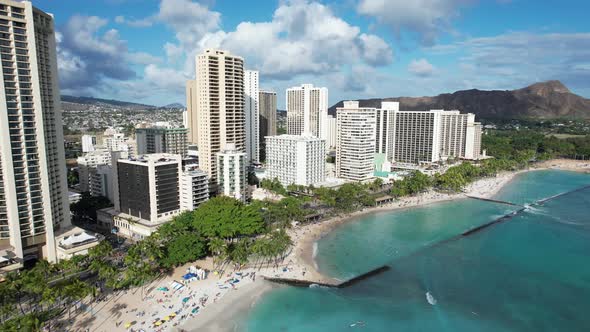 Waikiki Beach Stunning Aerial 4 K