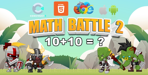 Math Battle 2 - Educational Game for kids - HTML5/Mobile (C3P)