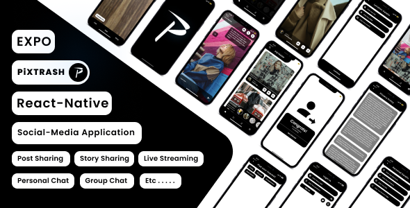 Social Media App React Native Expo Cli - PiXTRASH
