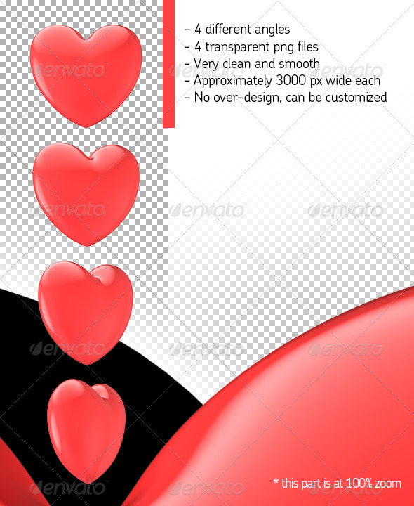 Heart 4 Angles - Objects 3D Renders