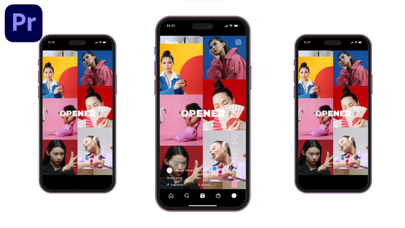 Smooth Instagram TikTok Multiscreen Opener | Split Screen Slideshow | MOGRT Premiere Pro template preview