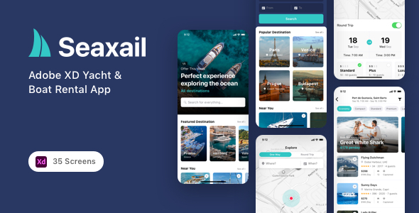 Seaxail - Adobe XD Yacht & Boat Rental App