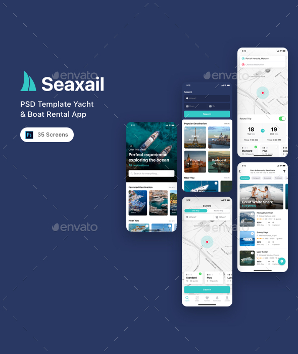Seaxail - PSD Template Yacht & Boat Rental App