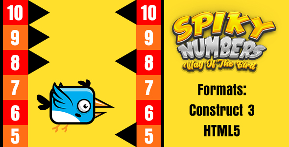 Spiky Numbers : Way of the Bird Game (Construct 3 | C3P | HTML5) Endless Game