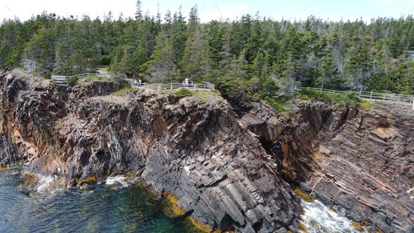 Bird\'s eye view of the Ovens Natural Park in Nova Scotia, Canada