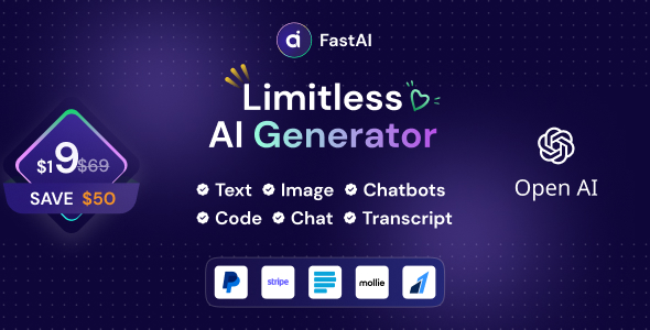 FastAi  SaaS AI Content Voice Text Image Chat & Code Generator