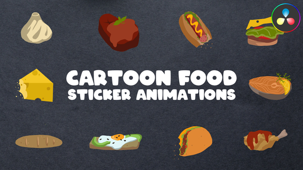 Cartoon Food Sticker Animations for DaVinci Resolve