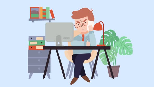 Angry Man Talking With Mobile