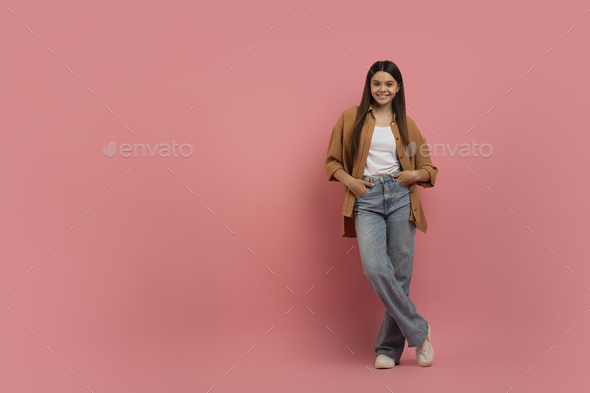 Beautiful Teenage Girl Posing In Casual Clothes Stock Photo