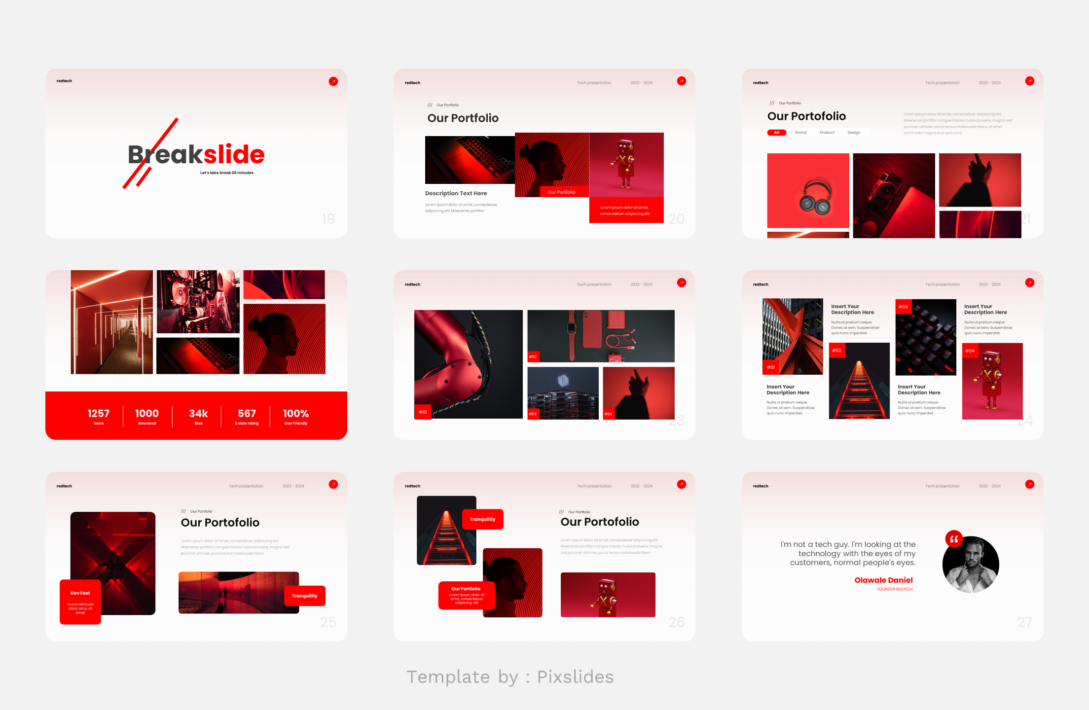 Redtech - Red Technology Powerpoint Template, Presentation Templates